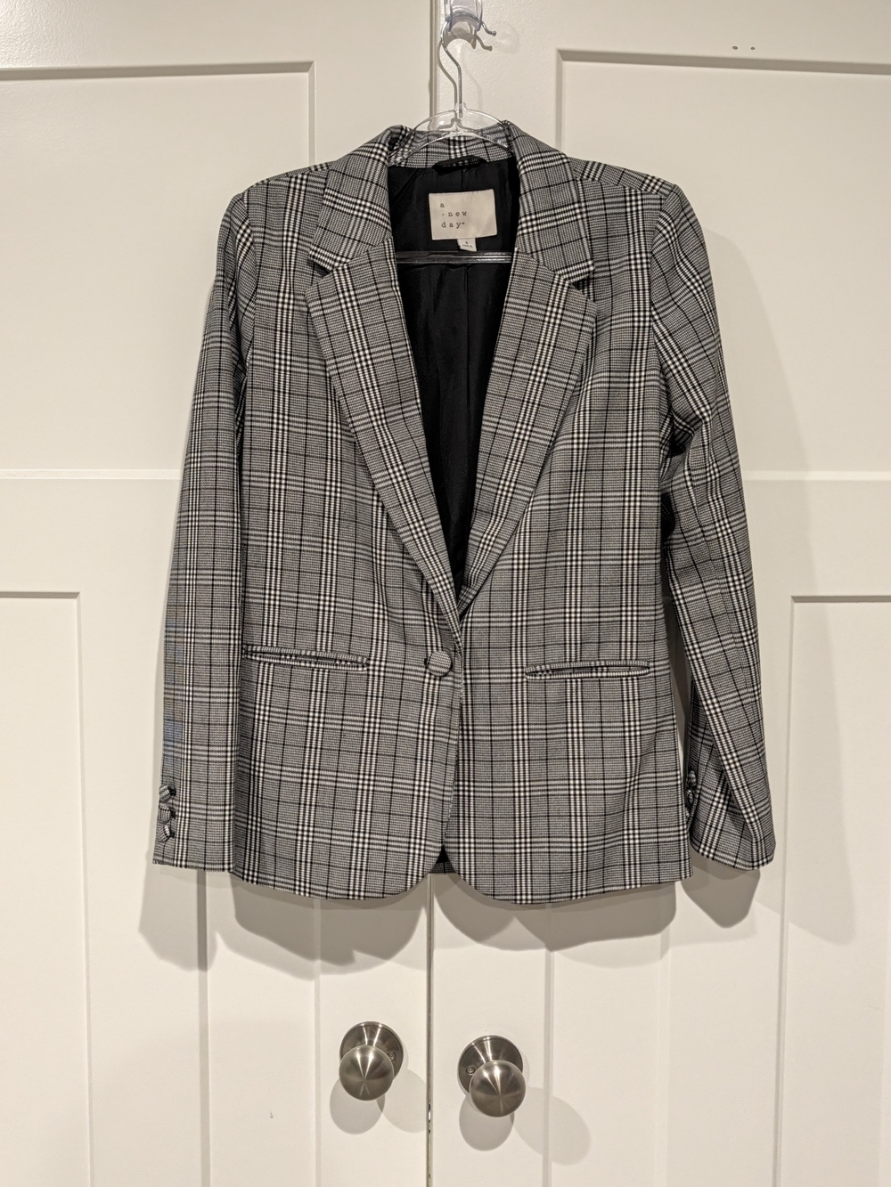 a new day Gray Glen Plaid Single-Button Blazer
